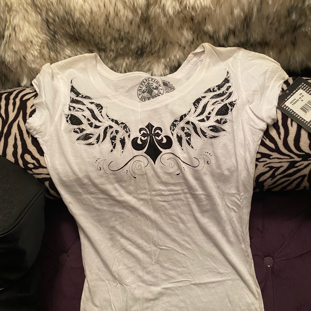 Affliction white tee. New with tags